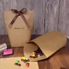 100pcs Merci thank you gift carton baking jewelry carton paper bag with bow shopping gift bag Festival Party supplies 13.5X16.5cm DHL