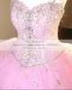 Vestidos 15 Anos Pink 2018 Ball Ball Prom Sweetheated Sequed Tulle Tulle Sweet 16 Quinceanera Dresses Custom 2024 0430