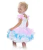 Abito da ballo con scollo all'americana adorabile mini abiti da spettacolo sfarzoso perline di cristallo senza schienale piping organza cupcake abito da ragazza di fiori bianco rosa BO6002