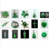 2018 Hermoso 12 Estilo Verde Jade Plata Amuleto colgante Collares
