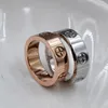 European and American fashion LOVE zircon ring couple models screw titanium steel jewelry rose gold women's ring