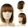 Piękno Moda 12 cali Krótkie Proste Peruki Bob Dla Czarnych Kobiet Brown Kolor Wig Syntetycznych peruki 200g