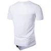 Хай-стрит мода мужчины нерегулярные футболка молния дизайнер лоскутное верхняя одежда мужчины экипаж шеи футболки летние рубашки