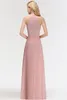 Chiffon Long Bridesmaid Dresses Halter Lace Top Ruched Wedding Guest Party Golvlängd Maid of Honor Dresses 100%Real Image BM0057