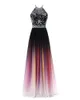 2018 Sexy Backless Crystal A-Line Long Prom Dresses With Halter Sequins Plus Size Party Dresses Formal Gowns Vestido De Festa BP08
