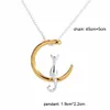 Dame Simple Silber Überzogene Haustier Katze Auf Mond Anhänger Halskette Mond Charme Schlüsselbein Kette Halskette für Frauen Muttertag Geschenke