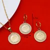 24K Gold Islamic Arabic Script Pendant Necklace Earring Set Religious Jewelry9256824