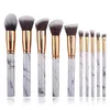 10pcs Marble Makeup Brushes Set Cosmetics Make Up Brush Tool Kit With Retail Box Packing in 3 Colors Pink Grey Black