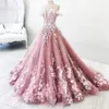 Prinsessan 2018 Prom klänningar långt av axelapplikationer Long Lace Evening Gowns Quinceanera Vestidos Custom Made Bridal Gästklänning