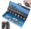 32pcs Box Screw Tap and Die Set Calibro per filettatura esterna Maschiatura Riparazione Kit di utensili manuali Acciaio legato Chiave regolabile Set2190