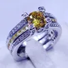 Moda jóias Banda anéis de casamento para as mulheres homens 3ct Ouro 5A Zircon CZ 925 prata esterlina Birthstone Anel Feminino conjunto de noiva presente