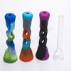 Mini Colorful Silicone Hand Pipe With Glass Tube Horn Fda Herb Smoking Pipes Cigarette Filter Tobacco Hand Tool 545