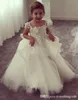 Arabic Lace Beaded Flower Girl Dresses Sheer Neck Child Dresses Ball Gown Tulle Vintage Beautiful Flower Girl Wedding Dresses