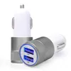 Metal 2 Ports Auto Charger 2.1A + 1A Auto Power Adapter Kleurrijke Micro USB-plug voor Samsung iPhone 12 13 GPS MP3 S8 S9 Android-telefoon met OPP-pakket