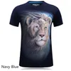 여름 남성 브랜드 의류 O- 넥 짧은 소매 동물 티셔츠 원숭이 / 사자 3D 디지털 인쇄 된 T 셔츠 옴 메이 큰 크기 5XL