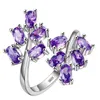 Prezent wakacyjny Antyczne Czerwony Kwarcowy Różowy Amethyst Prasiolite Kryształ 925 Sterling Posrebrzane Pierścienie Rosja Australia USA Obrączki