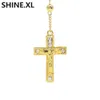 Hip Hop Iced Out Long Rosary Necklaces Bead Chain Pendant Gold Color Catholic Church Ball Jewelry7067990
