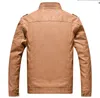 Chaqueta de cuero para hombre con lavado retro de cuatro generaciones de PU más terciopelo para hombre y abrigos cálidos con cremallera