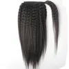 Yaki Cabello humano recto Cail para mujeres negras Afro Ponytails Cañas de cabello