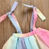 Baby Girl Summer Clothes 2018 New Sleeveless Strap Lace Rainbow Tops +Bottoms Skirt 2PCS Children Girls Outfits Set Kids Suit for 1-5 Years