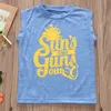 Ins Yaz Toddler Çocuk T-Shirt Giyim Kolsuz "Sun Out" Baskı Mektup Baskı Bebek Erkek Giyim T-shirt Yelek Çocuk Blusa 1-5t Tops