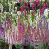 110 cm Sztuczne Kwiaty Dekoracje Ślubne Garland Silk Sztuczny Kwiat Wisteria Wino Symulacja Rattan Party Home Garden Hotel Decor