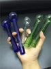 2PCS Thick Straight GLASS Pyrex Oil Burner Pipe Clear Glass steamroller tobacco pipe Tube Bubbler pipe Glass Handle Pipes 20CM 50mm