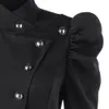 Wipalo Gothic Women Winter Puff Shoulder Button Up Dip Hem Trench Coat Fashion Stand-Up Collar High Waist Outerwear Coat XXL