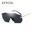 Femmes cool lunettes de soleil Unique sans monture miroir lentille mode surdimensionné lunettes de soleil pour femmes/hommes SDR12