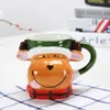 380ml 3D Boże Narodzenie Ceramiczne Kubki Santa Claus Snowman Penguin Elk Kształt Kawy Mleko Kubki Śmieszne kubek Cute Cartoon Coffee Herbata Cup