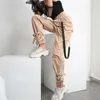 New fashion women pants belts tooling designer tracksuit shrink ladies workout fitness casual brand multi-bag pants womens pants