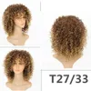 Perruques bouclées crépues pour femmes noires perruques synthétiques blondes couleur T27/30 perruques de cheveux bouclés Afro courtes perruques complètes bouclées crépues