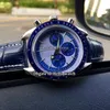 Dark Side Of The Moon PVD cadran bleu 311.33.40.30.02.001 OS Quartz chronographe montre pour homme boîtier en argent bracelet en cuir nouvelles montres