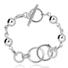 Circular geometric bolt Bracelet sterling silver plated bracelet ; Brand new fashion men and women 925 silver bracelet SPB351