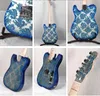 Promotion Crook Brad Paisley Signature Blue Sparkle Paisley Electric Guitar Maple Neck Transparent Pickguard Chrome Hardw1115079