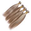 Silky Droit # 8/613 Mélèbre Mixte Piano Couleur Péruvienne Vierge Vierge Human Hair Weave Bundles 4PCS Lot Piano Couleur Human Cheveux Hair Extensions