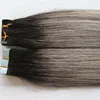 T1B / Grå Ombre Tape In Hair Extensions Grå Virgin Hair 40 Stycken Tape Adhesive Skin Weft Hair 100 gram