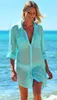 Swimwear Beach Cover Up T Shirt Dress Women's Swimming Suit V Neck Dresses Pareo Beachwear Swimsuit Solid Tunic Tunique Femme