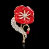 "För att vi inte glömmer" Emalj Red Poppy Brosch Pin Badge Golden Flower Remembrance Day Gift DHL Gratis frakt
