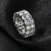 Nieuwe stijl echte koperen ringen Chiny 2 rijen kubieke zirconia punk vinger accessoires voor mannen hiphop trendsetter rock rapper sieraden go6400628