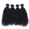 カンボジアンバージンヘア4バンドルキンキーな巻き毛髪織り束自然の黒い色二重横糸