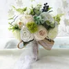 Nupcial do casamento Artificial Bouquets Handmade Flores Rhinestone Rose Fontes do casamento noiva segurando Broche Engagement Vivid Peony