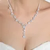 2022 Crystal Rhinestones Wedding jewelry Fashion silver plated necklace Sparkly earrings sets for bride Bridesmaids women Bridal Accessories