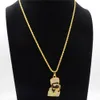 Uodesign Hip Hop Iced Out Choker Oil Gold Crystal Rhinestone Cartoon Head Figure Pendent Necklace Present Bling Rapper Men Jewelry