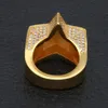 Men's Fashion Copper Gold Color Plated Ring Exaggerate High Quality Iced Out Cz Stone Star Shape Ring Jewelry