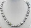 18"11-12 мм круглый таитянский черный зеленый жемчужное ожерелье