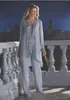 신부 정장의 어머니 3 피스 플러스 크기 신랑 착용 긴 슬리브 쉬폰 웨딩 게스트 드레스 무도회 정장