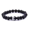 Crystal Crown Lave Rock Branco uivo natural fios de pedra de pulseira de braceletes j￳ias de moda para mulheres homens e arenosas