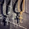 Collier pendentif clé de vie égyptien Ankh, avec 1 rangée de strass transparents glacés, chaîne de Tennis, 20 24 30 pouces, bijoux hip hop 222H