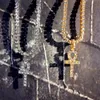 Egyptisk Ankh Key of Life Pendant Halsband med 1 rad Iced Out Clear Rhinestones Tennis Chain 20/24 / 30INCH HIPHOP Smycken